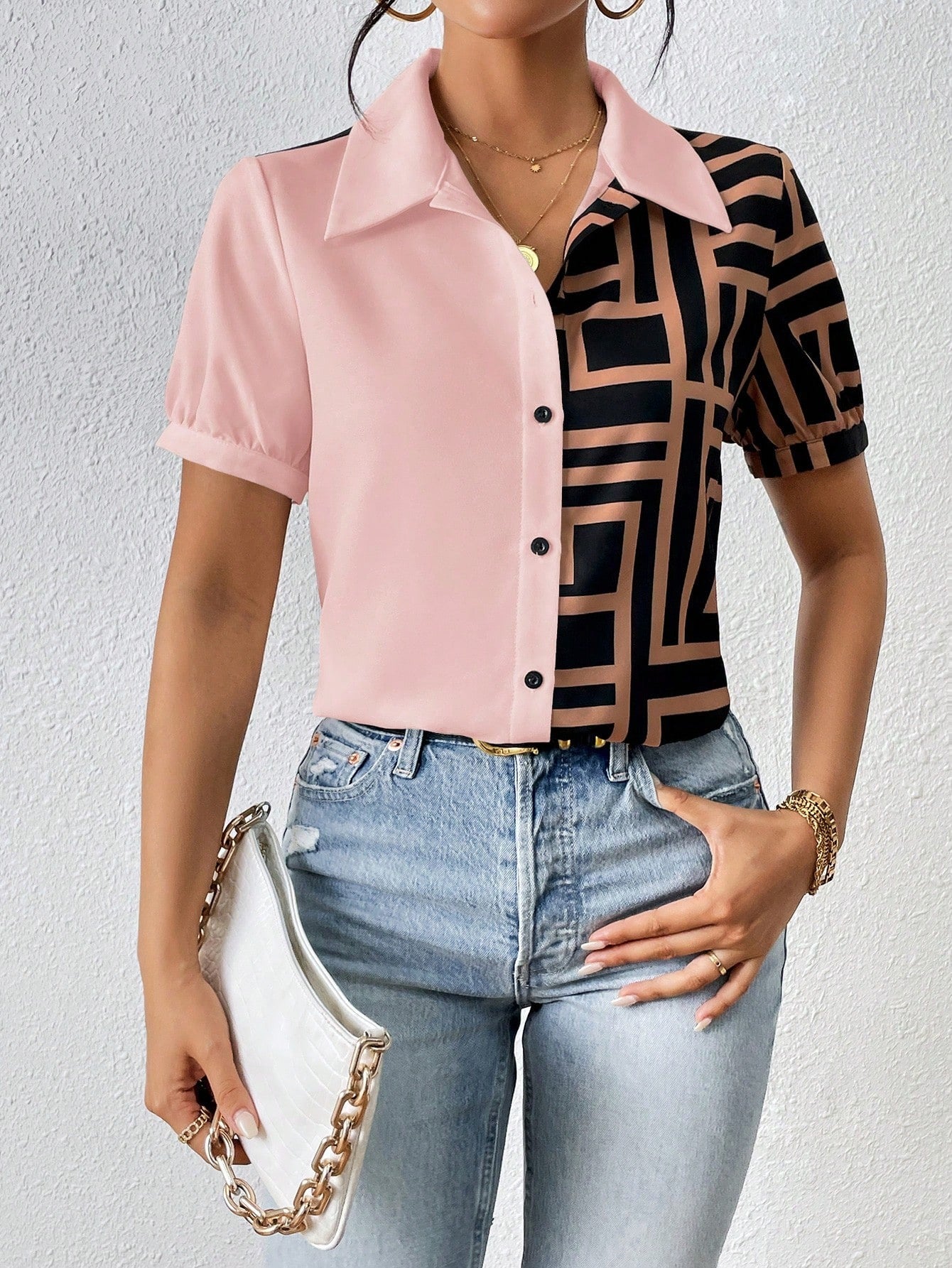 WesternStitch Chic Half-and-Half Button Down Shirt WesternStitch WesternStitch Chic Half-and-Half Button Down Shirt WesternStitch