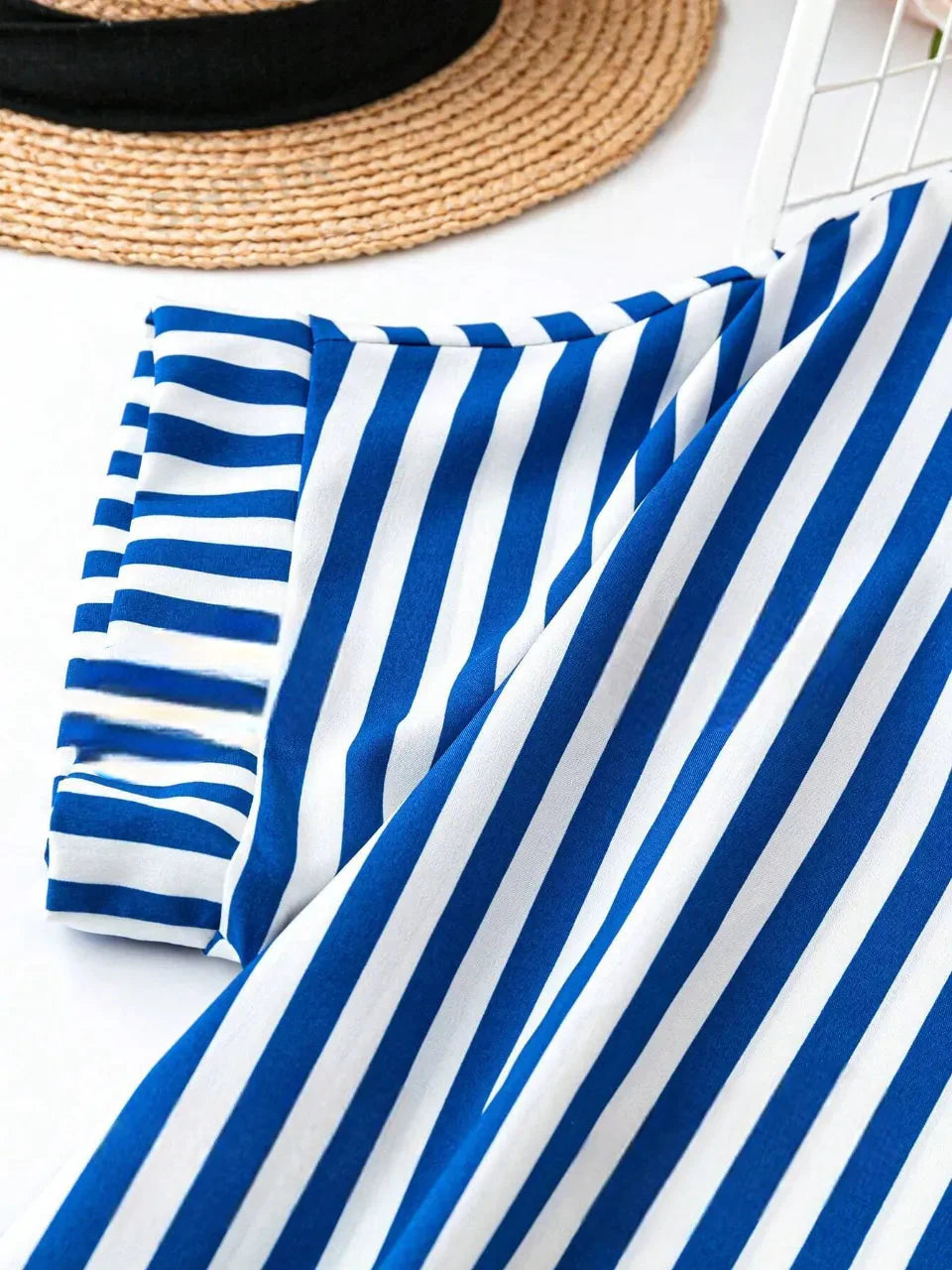 WesternStitch Summer Casual Striped Notched Neck Short Sleeve Midi Dress WesternStitch WesternStitch Summer Casual Striped Notched Neck Short Sleeve Midi Dress WesternStitch