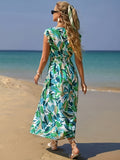 WesternStitch Tropical Leaf Print Beach Maxi Dress WesternStitch WesternStitch Tropical Leaf Print Beach Maxi Dress WesternStitch