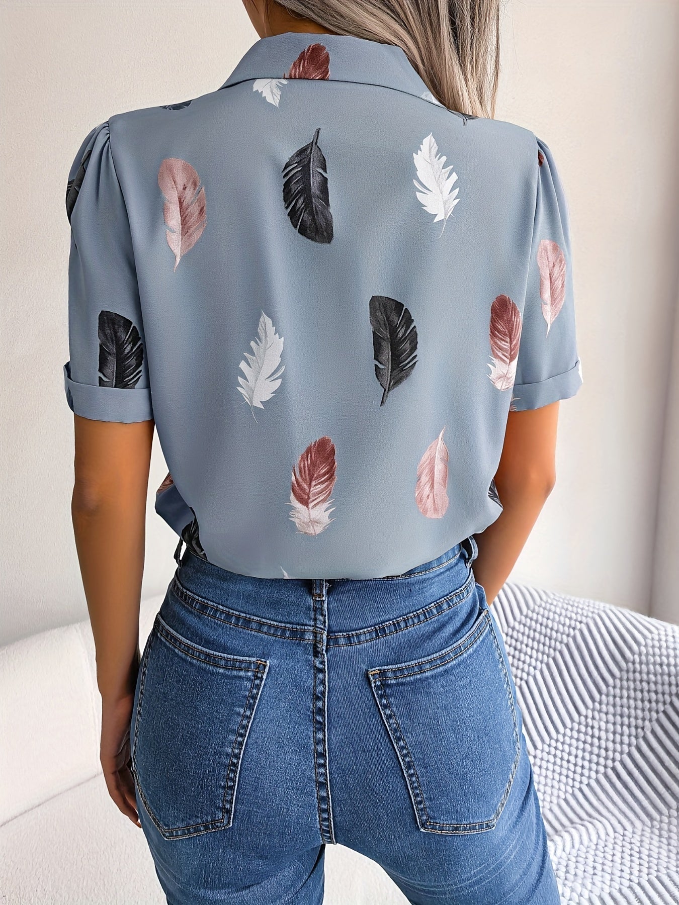 WesternStitch Feather Print Light Blue Shirt WesternStitch WesternStitch Feather Print Light Blue Shirt WesternStitch
