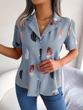 WesternStitch Feather Print Light Blue Shirt WesternStitch WesternStitch Feather Print Light Blue Shirt WesternStitch