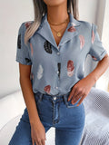 WesternStitch Feather Print Light Blue Shirt WesternStitch WesternStitch Feather Print Light Blue Shirt WesternStitch