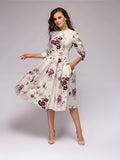 WesternStitch Women Elegant Floral Print Half Sleeve Midi Dress WesternStitch WesternStitch Women Elegant Floral Print Half Sleeve Midi Dress WesternStitch