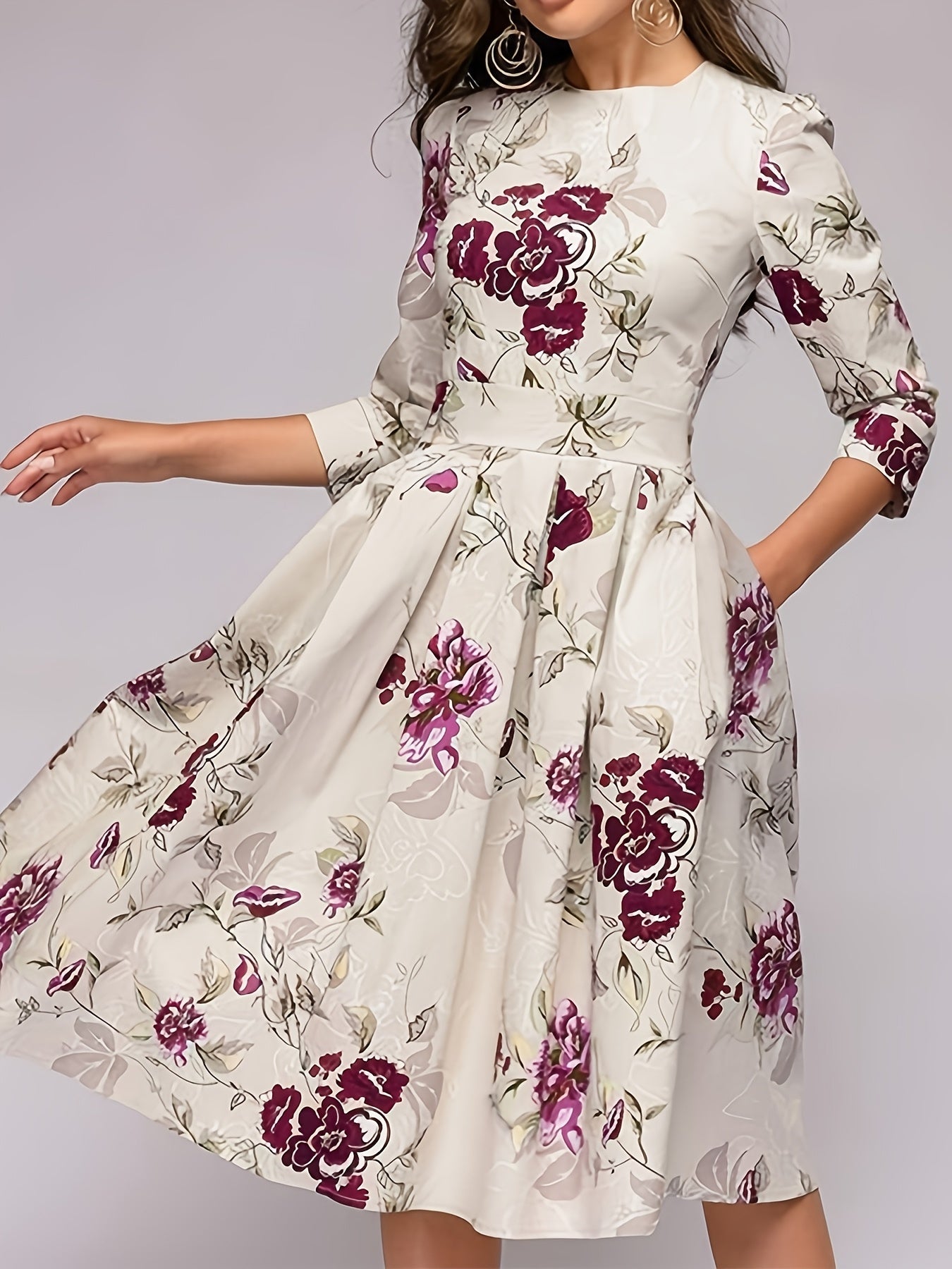 WesternStitch Women Elegant Floral Print Half Sleeve Midi Dress WesternStitch WesternStitch Women Elegant Floral Print Half Sleeve Midi Dress WesternStitch