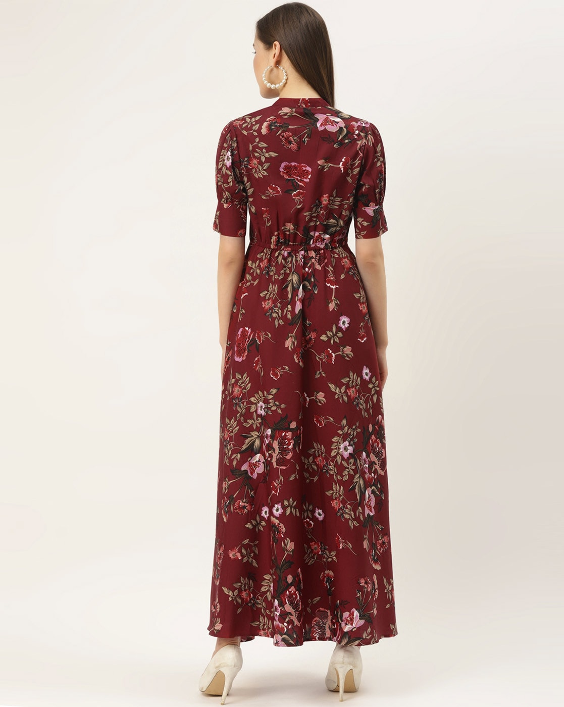 WesternStitch Crepe Floral Printed Full Length Fit & Flared Western Maxi Dress WesternStitch WesternStitch Crepe Floral Printed Full Length Fit & Flared Western Maxi Dress WesternStitch