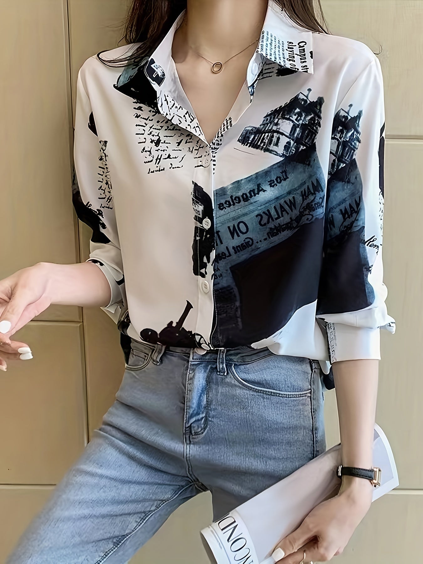 WesternStitch Women's Monochrome Vintage Print Shirt WesternStitch WesternStitch Women's Monochrome Vintage Print Shirt WesternStitch
