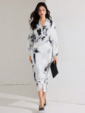 WesternStitch Women's Fall Elegant Floral Print Lantern Sleeve Long Dress WesternStitch WesternStitch Women's Fall Elegant Floral Print Lantern Sleeve Long Dress WesternStitch