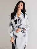 WesternStitch Women's Fall Elegant Floral Print Lantern Sleeve Long Dress WesternStitch WesternStitch Women's Fall Elegant Floral Print Lantern Sleeve Long Dress WesternStitch