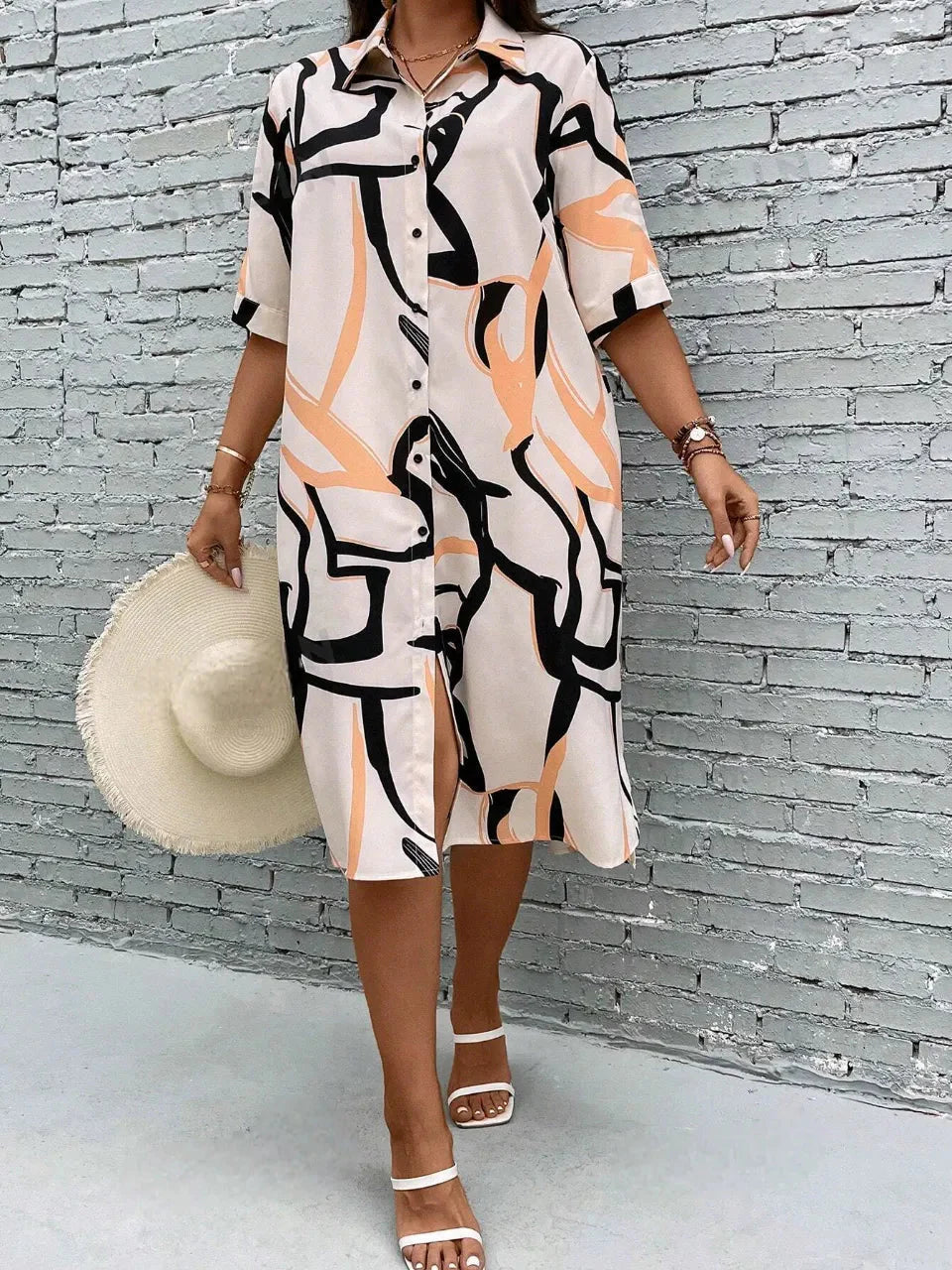 WesternStitch Plus Allover Print Button Front Shirt Dress WesternStitch WesternStitch Plus Allover Print Button Front Shirt Dress WesternStitch