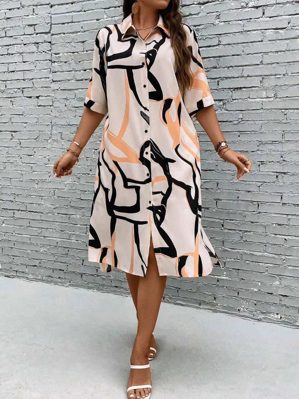 WesternStitch Plus Allover Print Button Front Shirt Dress WesternStitch WesternStitch Plus Allover Print Button Front Shirt Dress WesternStitch