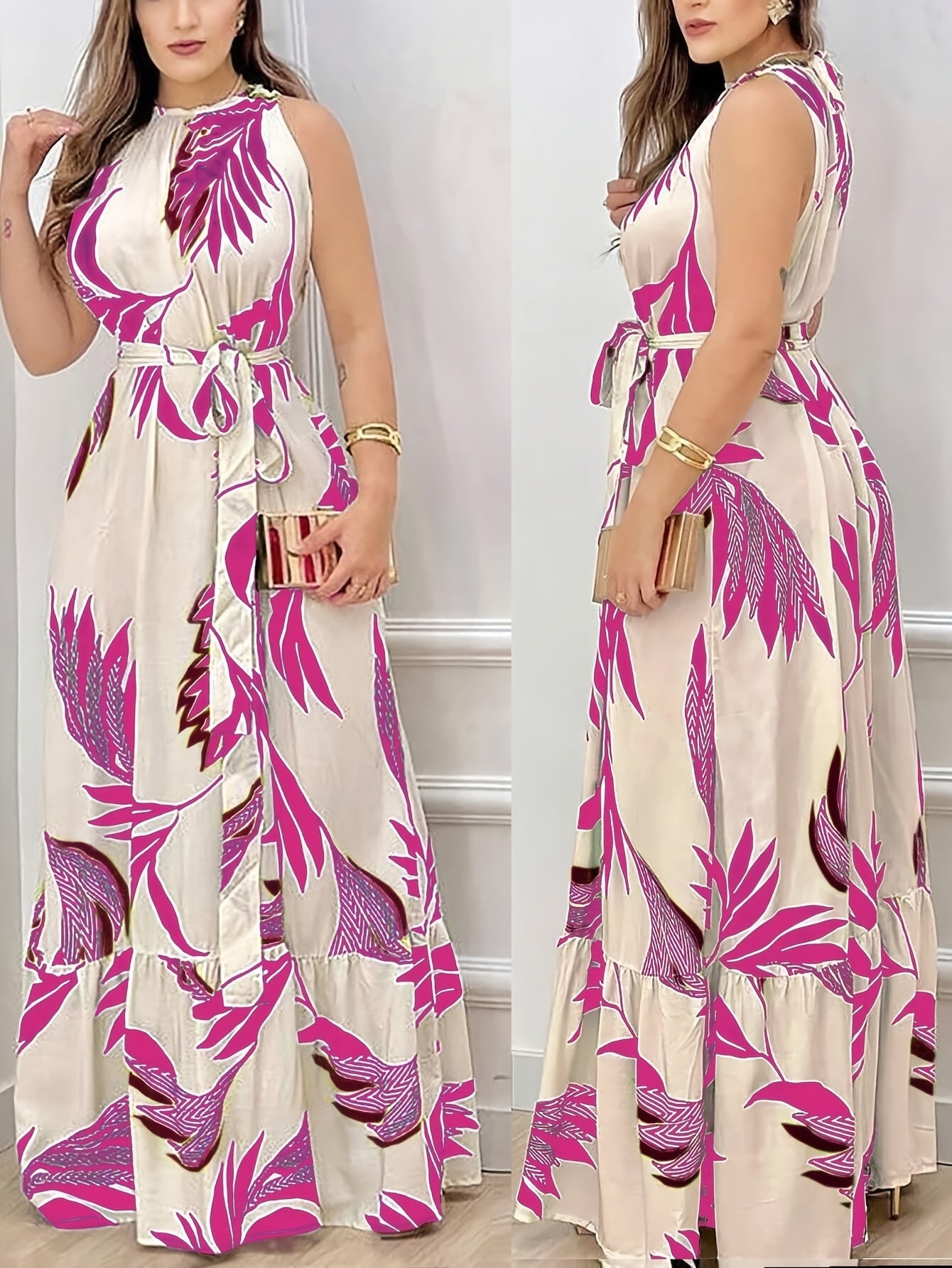 WesternStitch Women's Casual Sleeveless Dress with Botanical Print WesternStitch WesternStitch Women's Casual Sleeveless Dress with Botanical Print WesternStitch