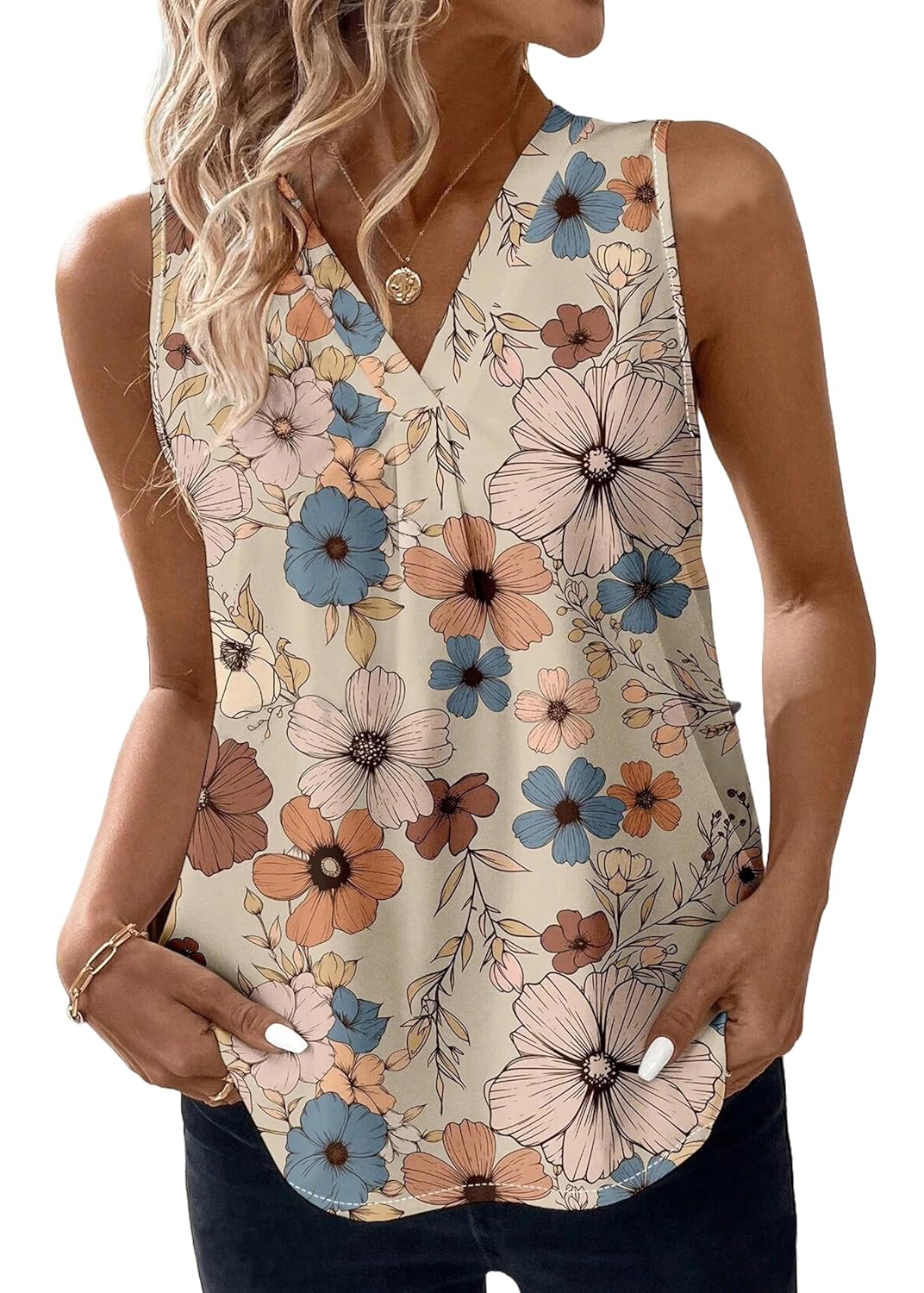 Printed Rayon Sleeveless Top for Women WesternStitch Printed Rayon Sleeveless Top for Women WesternStitch
