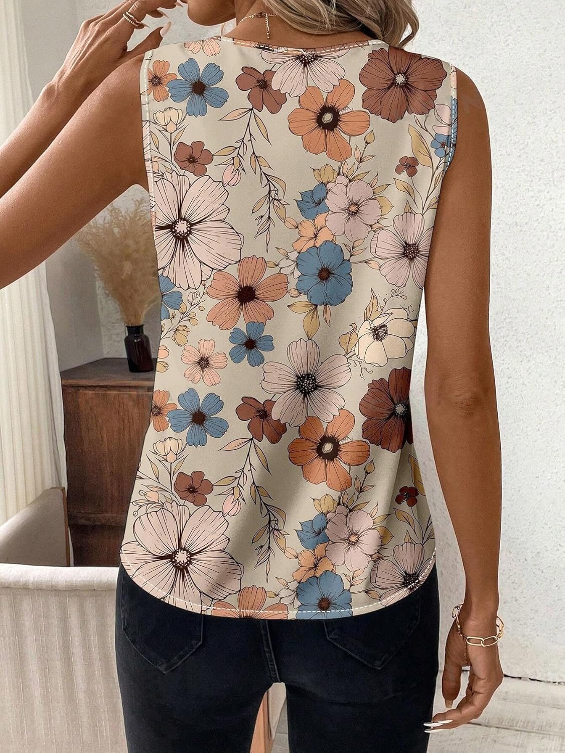 Printed Rayon Sleeveless Top for Women WesternStitch Printed Rayon Sleeveless Top for Women WesternStitch