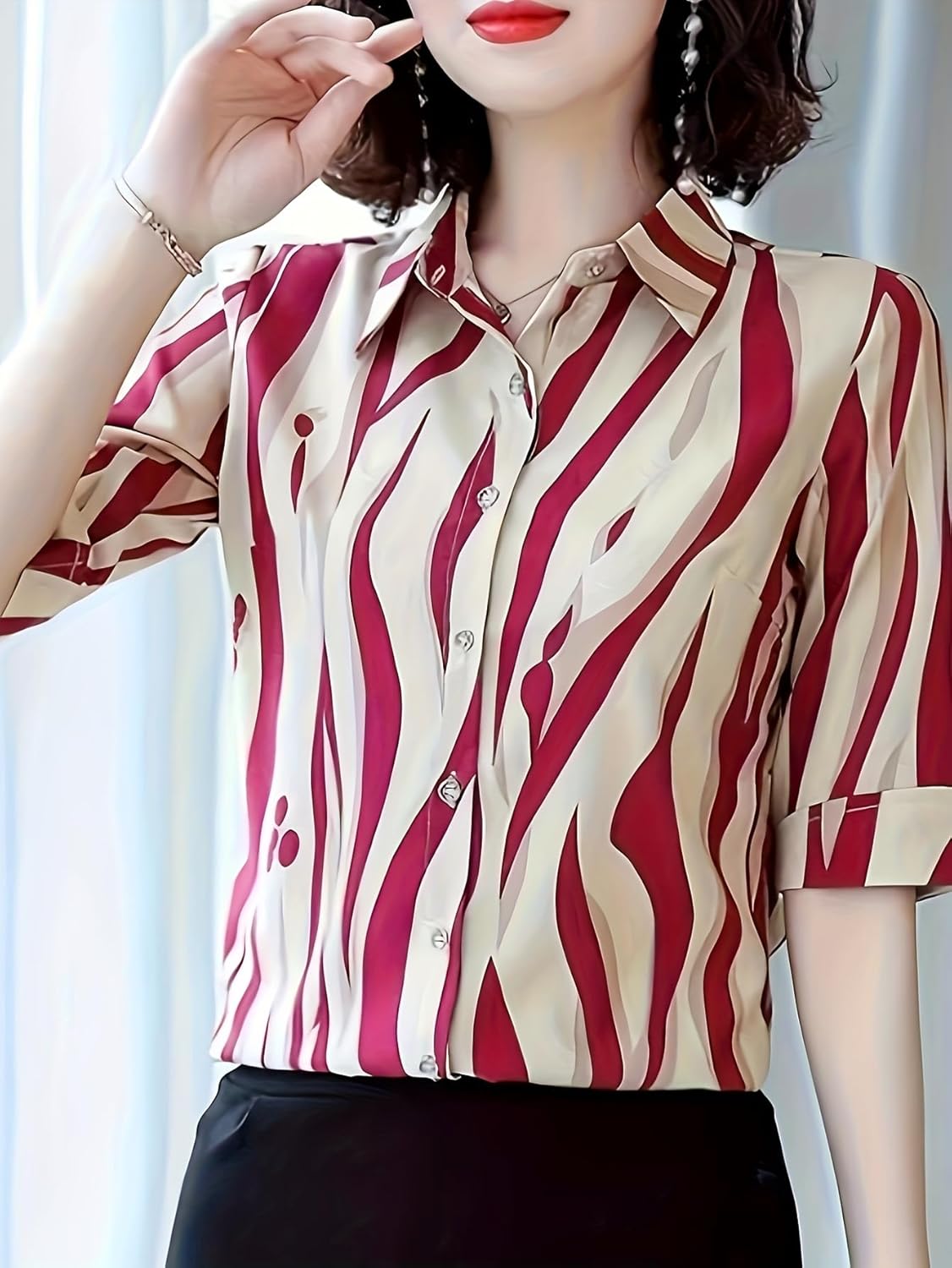 Designer Women's Printed Rayon Shirt Top WesternStitch Designer Women's Printed Rayon Shirt Top WesternStitch
