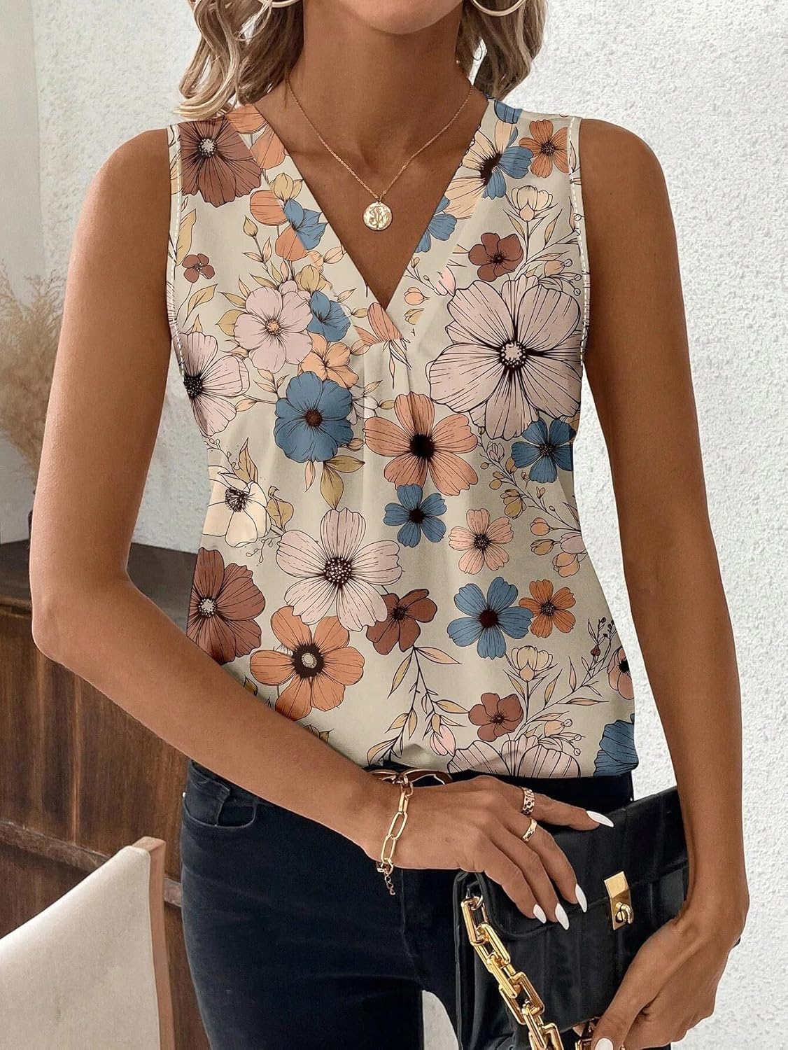 Printed Rayon Sleeveless Top for Women WesternStitch Printed Rayon Sleeveless Top for Women WesternStitch