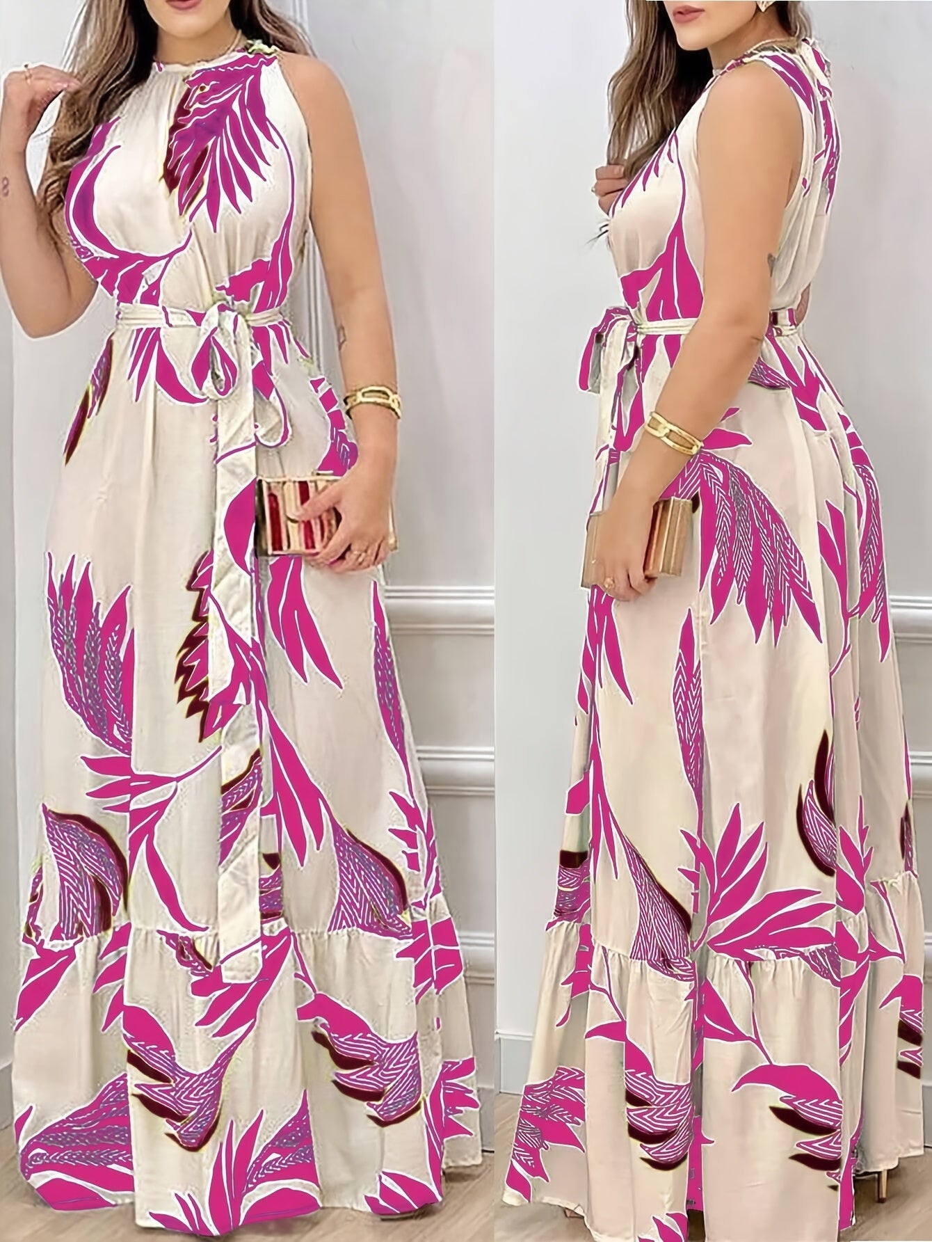 WesternStitch Women's Casual Sleeveless Dress with Botanical Print WesternStitch WesternStitch Women's Casual Sleeveless Dress with Botanical Print WesternStitch