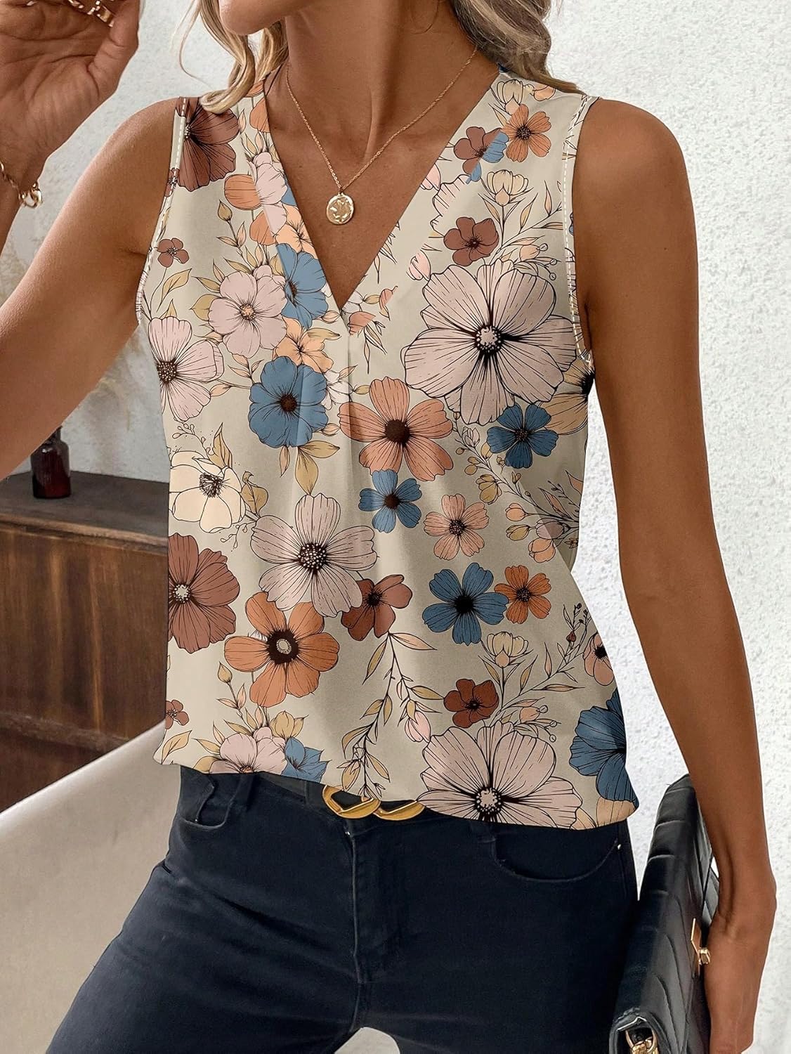Printed Rayon Sleeveless Top for Women WesternStitch Printed Rayon Sleeveless Top for Women WesternStitch