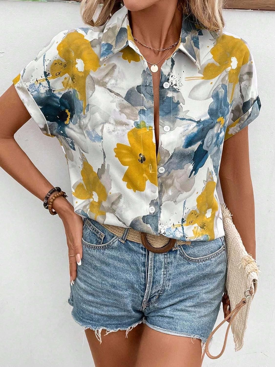 WesternStitch Shirt for Women Stylish Western Korean Design Short Sleeves WesternStitch WesternStitch Shirt for Women Stylish Western Korean Design Short Sleeves WesternStitch