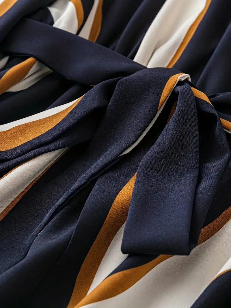 WesternStitch Abstract Print Surplice Neck Belted Dress, Casual Long Sleeve Dress WesternStitch WesternStitch Abstract Print Surplice Neck Belted Dress, Casual Long Sleeve Dress WesternStitch