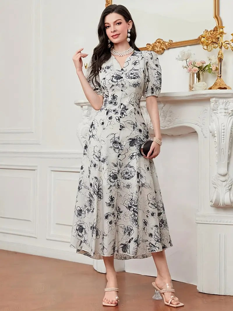 WesternStitch Cotton Fit and Flare Printed Cap Sleeve Coller-Neck Casual Maxi Dress WesternStitch WesternStitch Cotton Fit and Flare Printed Cap Sleeve Coller-Neck Casual Maxi Dress WesternStitch