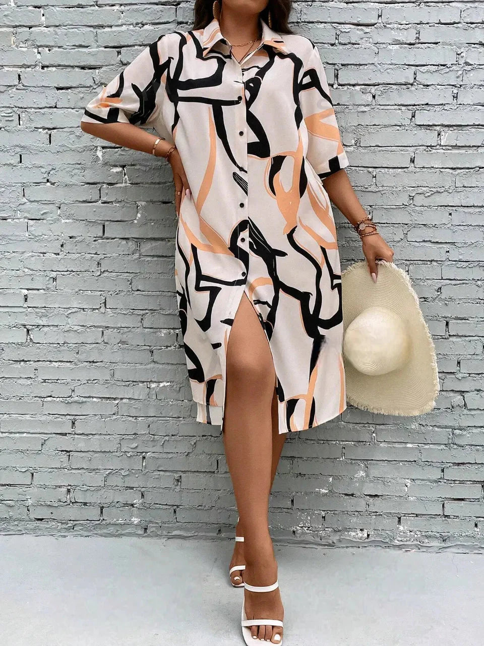 WesternStitch Plus Allover Print Button Front Shirt Dress WesternStitch