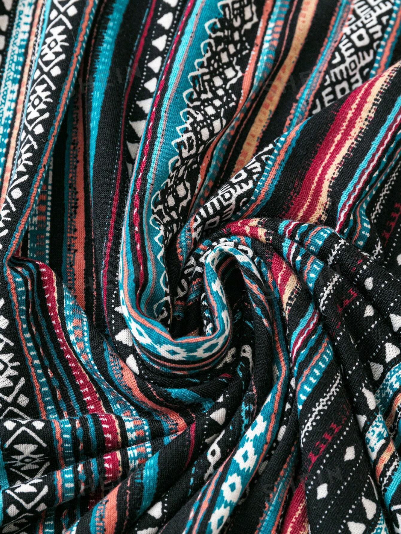 WesternStitch Striped V-Neck Sleeveless Waist-Tie Dress WesternStitch