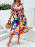 WesternStitch Vibrant Floral Flare Midi Dress WesternStitch