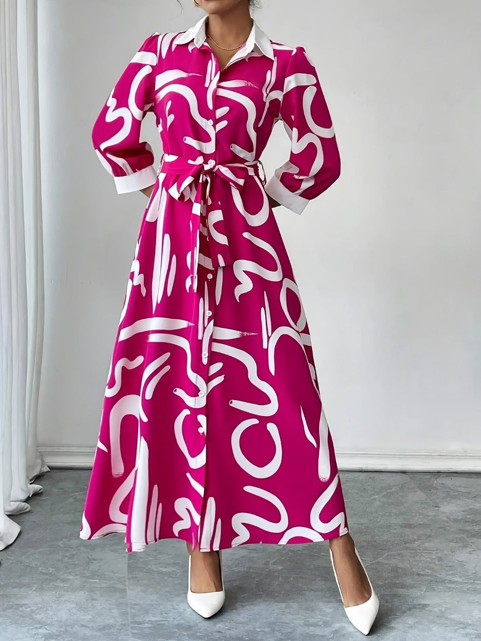 WesternStitch Pink Pop Art Shirt Dress WesternStitch