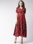 WesternStitch Crepe Floral Printed Full Length Fit & Flared Western Maxi Dress WesternStitch