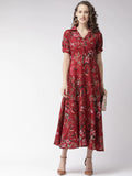 WesternStitch Crepe Floral Printed Full Length Fit & Flared Western Maxi Dress WesternStitch