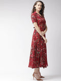 WesternStitch Crepe Floral Printed Full Length Fit & Flared Western Maxi Dress WesternStitch