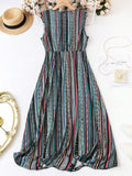 WesternStitch Striped V-Neck Sleeveless Waist-Tie Dress WesternStitch
