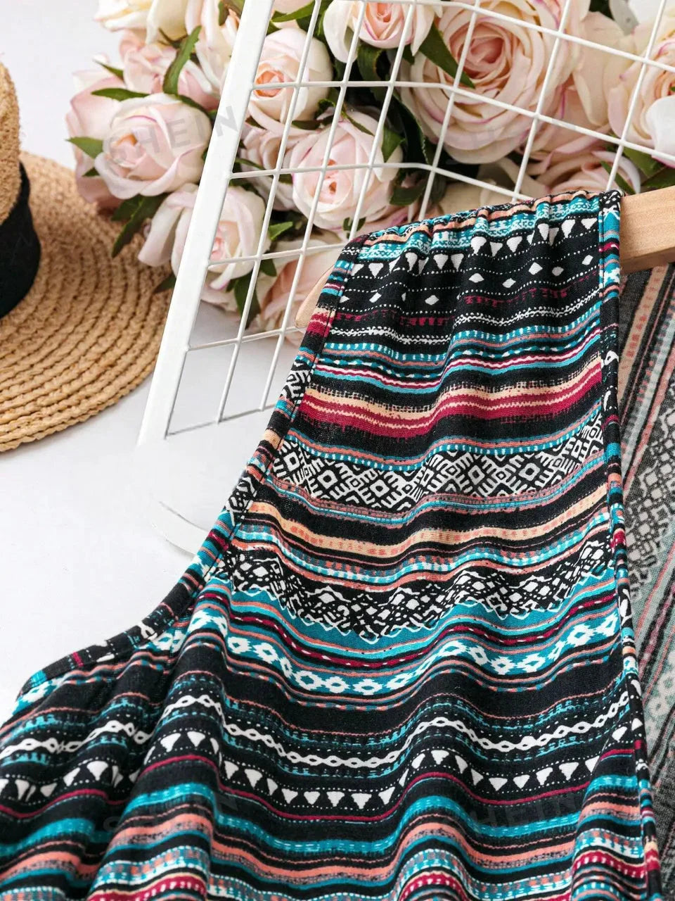 WesternStitch Striped V-Neck Sleeveless Waist-Tie Dress WesternStitch