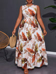 Tropical Leaf Print Sleeveless Maxi Dress WesternStitch