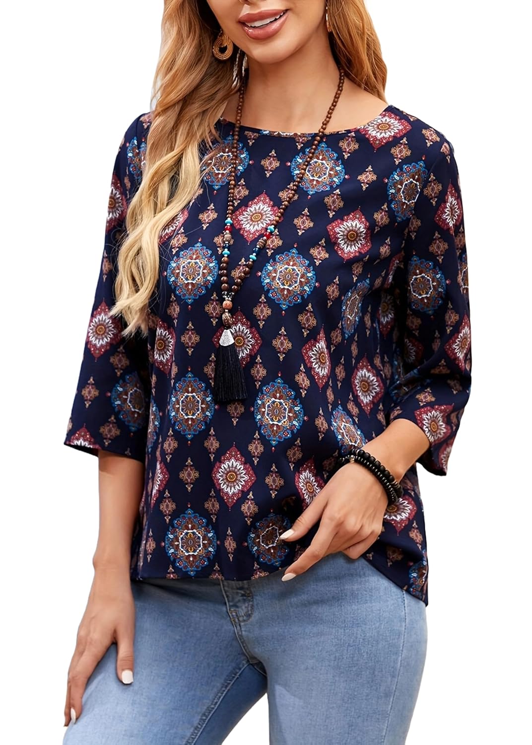 Women's Printed Rayon Shirt Top for Women WesternStitch