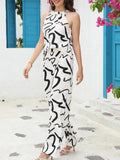 WesternStitch Rayon Sketch Graphic Wide Leg Sleeveless Casual Top Trouser Set WesternStitch